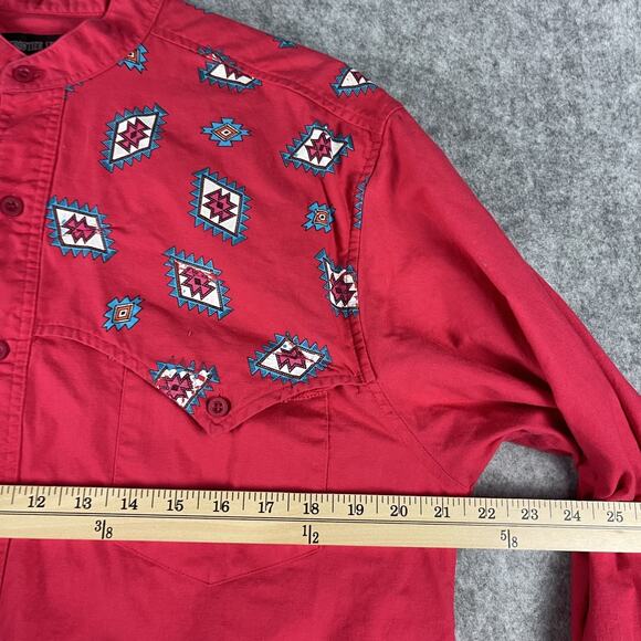 Vintage Frontier Series Western Shirt Mens 15 15 1/2 Red Band Collar Cowboy FLAW - Picture 5 of 15